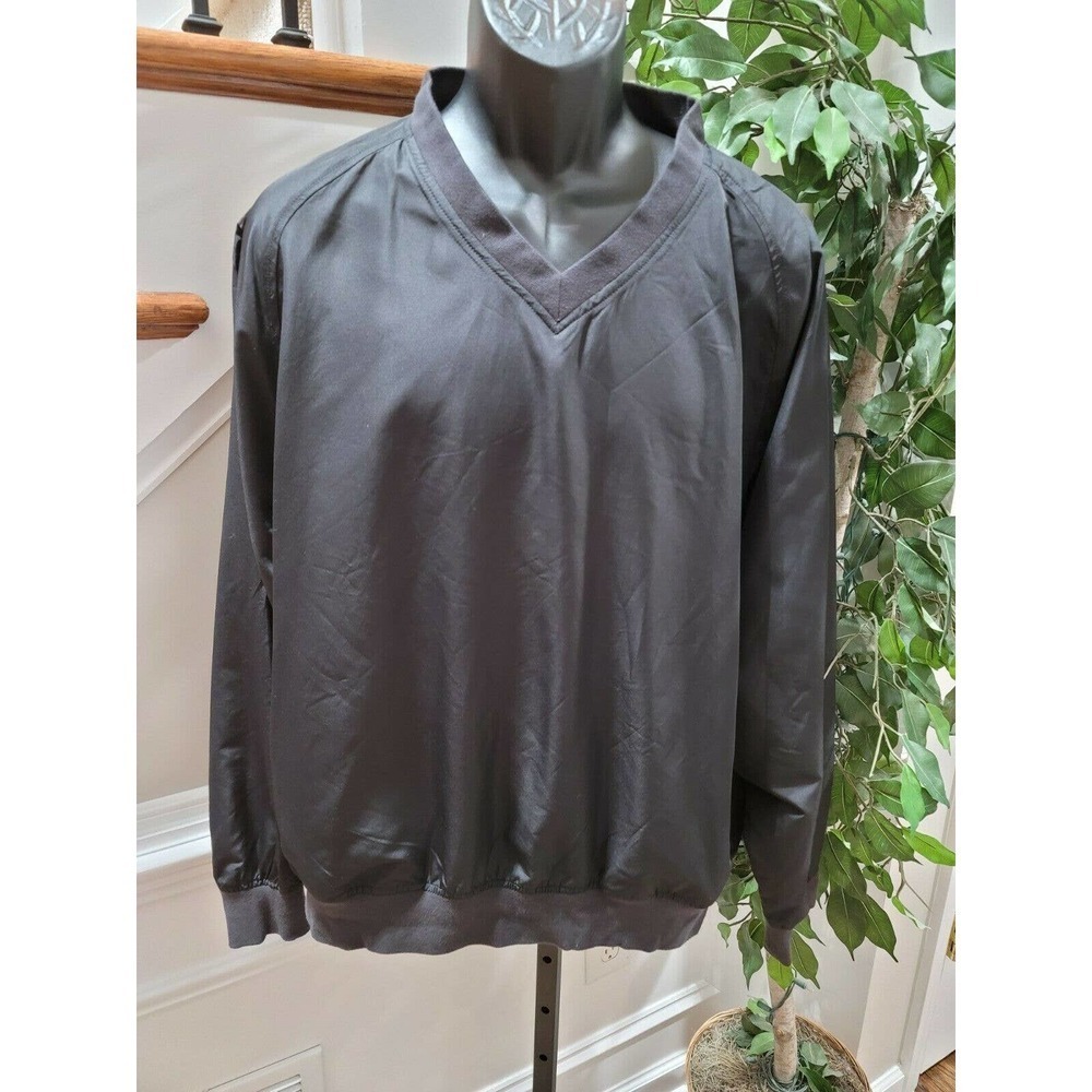 Page & Tuttle Men's Solid‎ Black 100% Polyester Long Sleeve V-Neck Jersey Size L